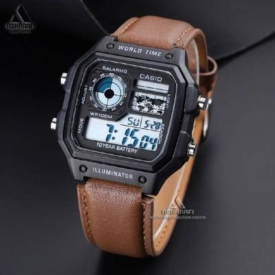 **CASIO WORLD TIME DIGITAL LEATHER COLLECTION** ⌚✨